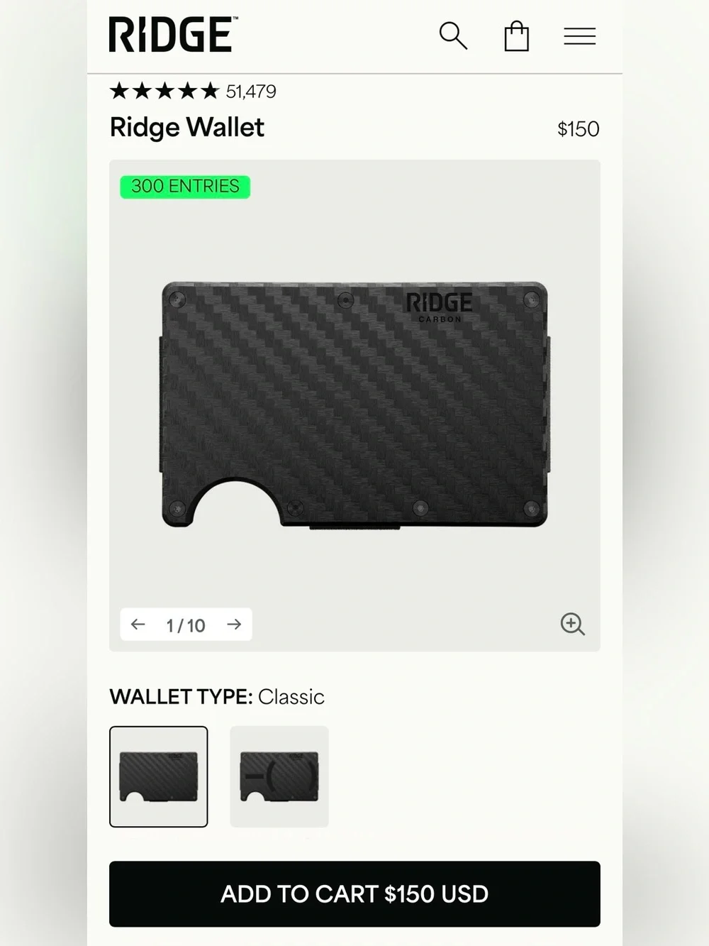 NEW Ridge Carbon Fiber Slim RFID Wallet & Black Money Clip